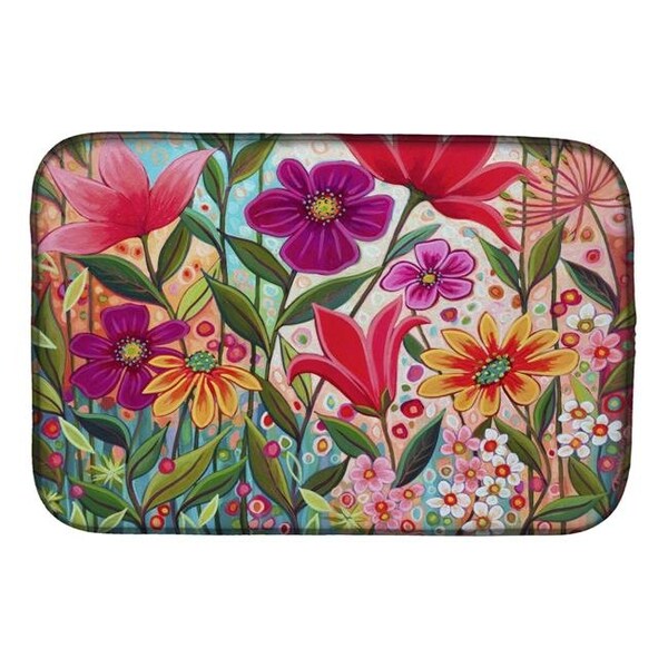 Carolines Treasures Carolines Treasures PPD3015DDM 14 x 21 in. Fanciful Flowers Dish Drying Mat PPD3015DDM - main
